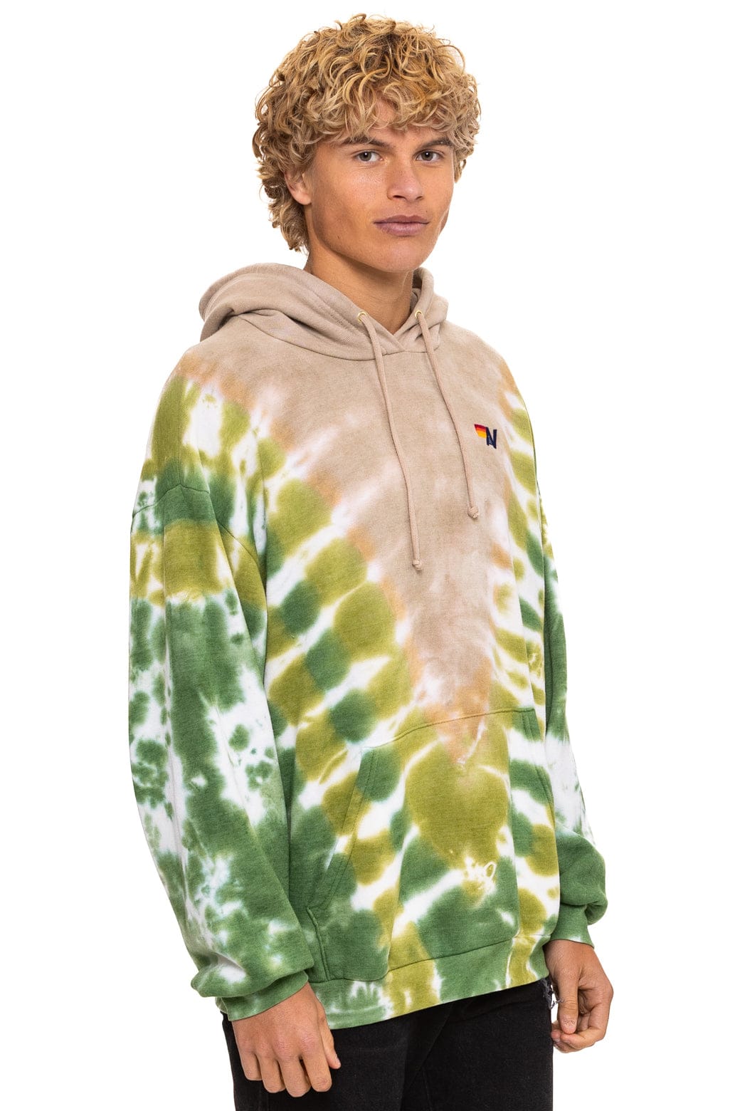 Retro HAND DYED V RELAXED PULLOVER HOODIE - TIE DYE SAND JUNGLE