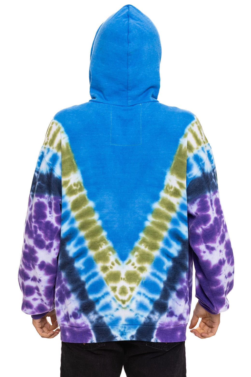 Retro HAND DYED V RELAXED PULLOVER HOODIE - TIE DYE OCEAN PURPLE