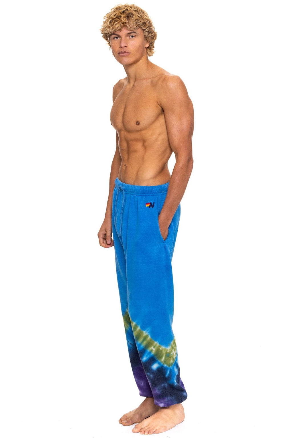 Retro HAND DYED V SWEATPANTS - TIE DYE OCEAN PURPLE
