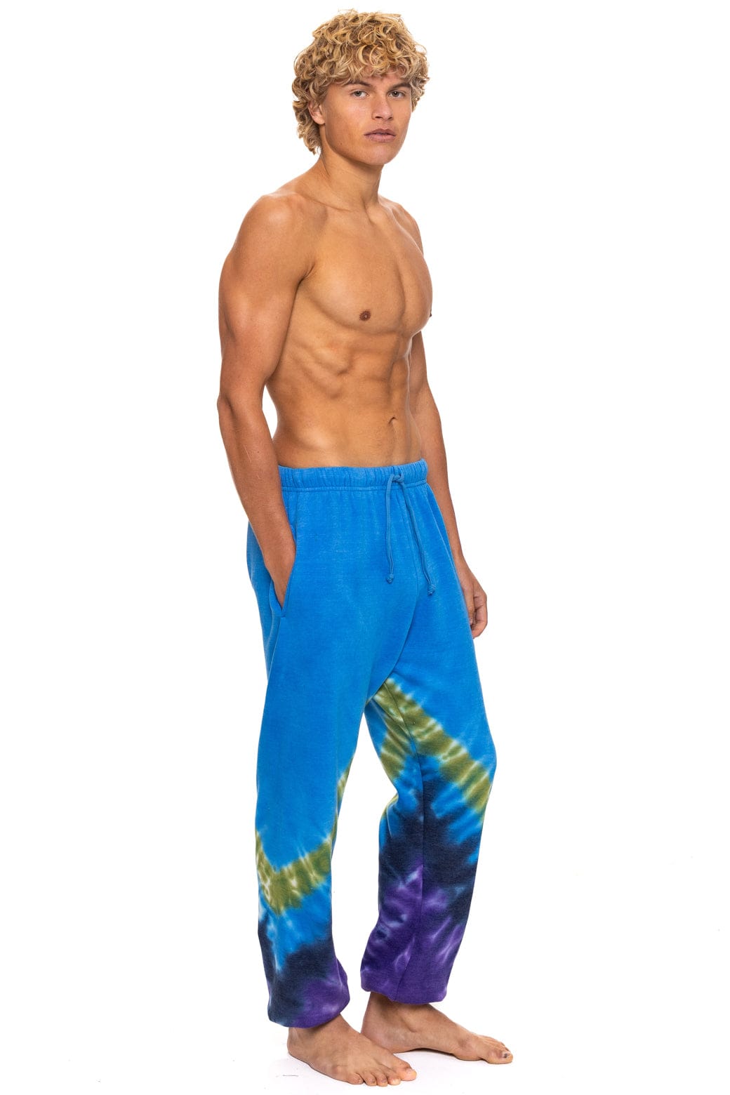 Retro HAND DYED V SWEATPANTS - TIE DYE OCEAN PURPLE
