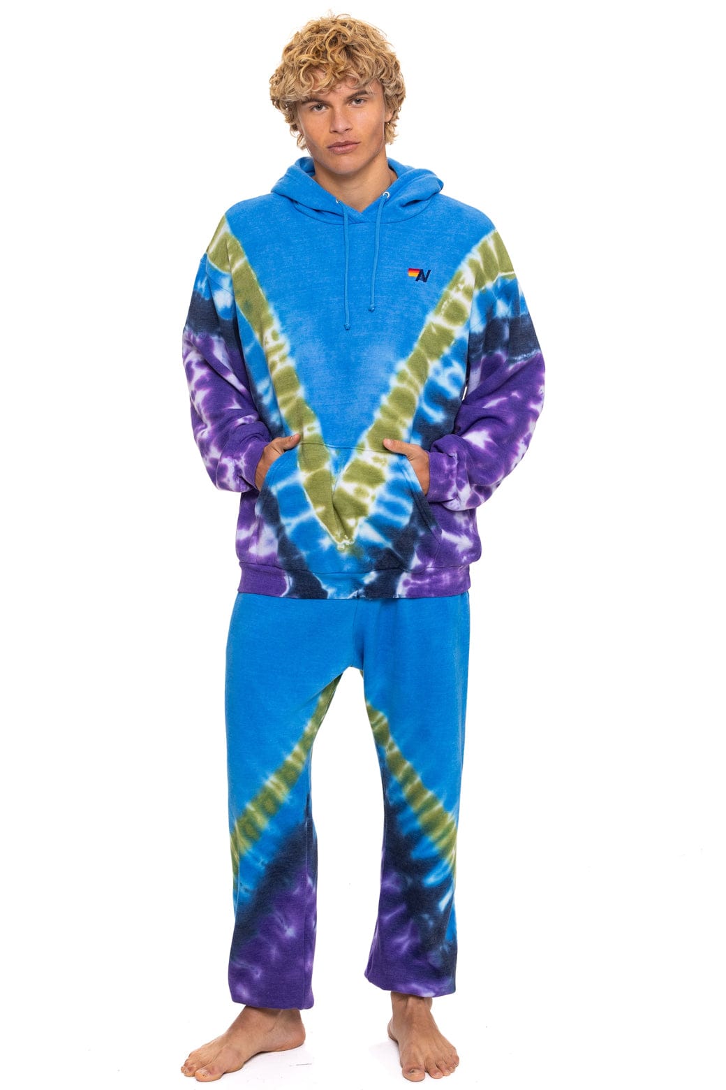 Retro HAND DYED V SWEATPANTS - TIE DYE OCEAN PURPLE