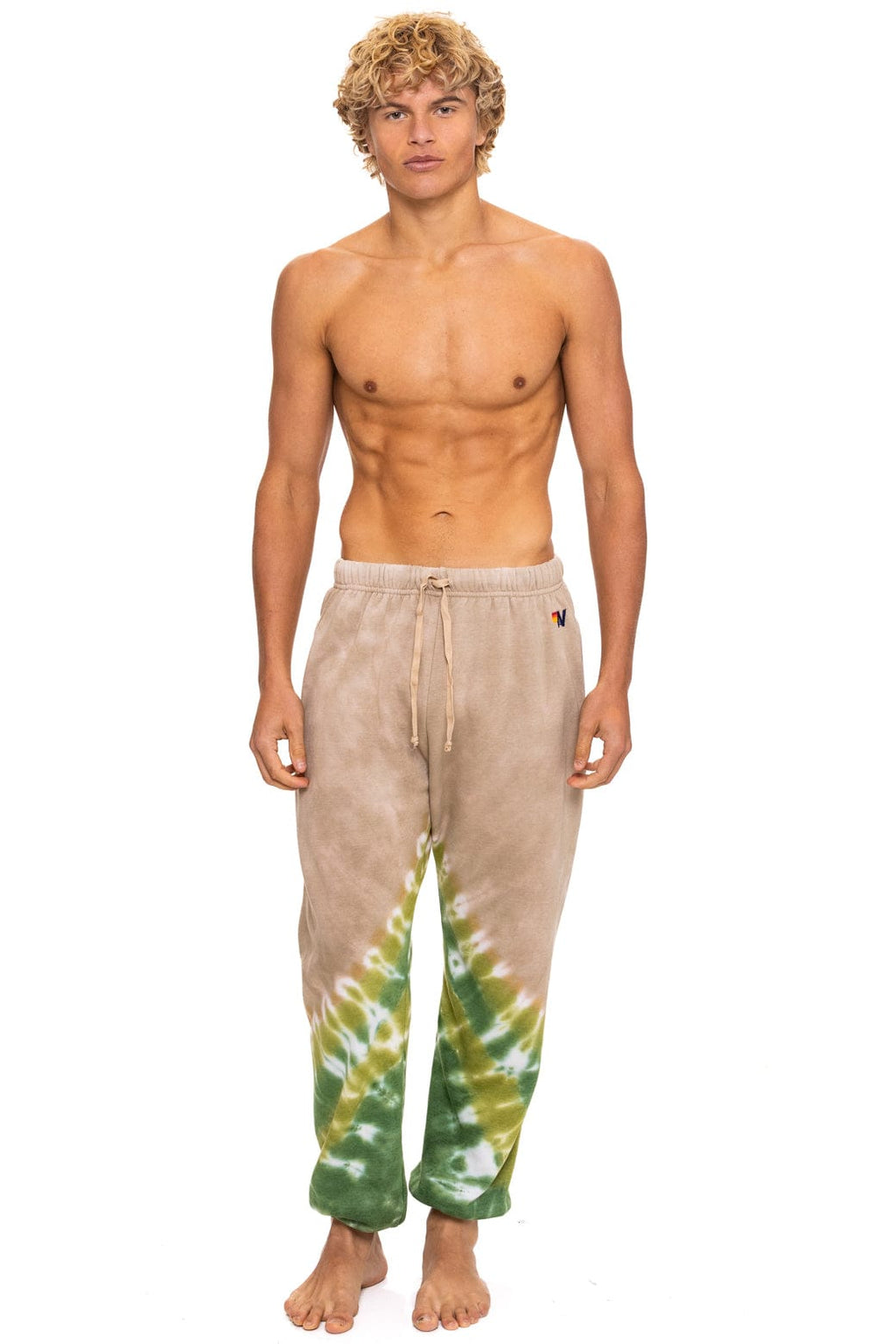 Retro HAND DYED V SWEATPANTS - TIE DYE SAND JUNGLE