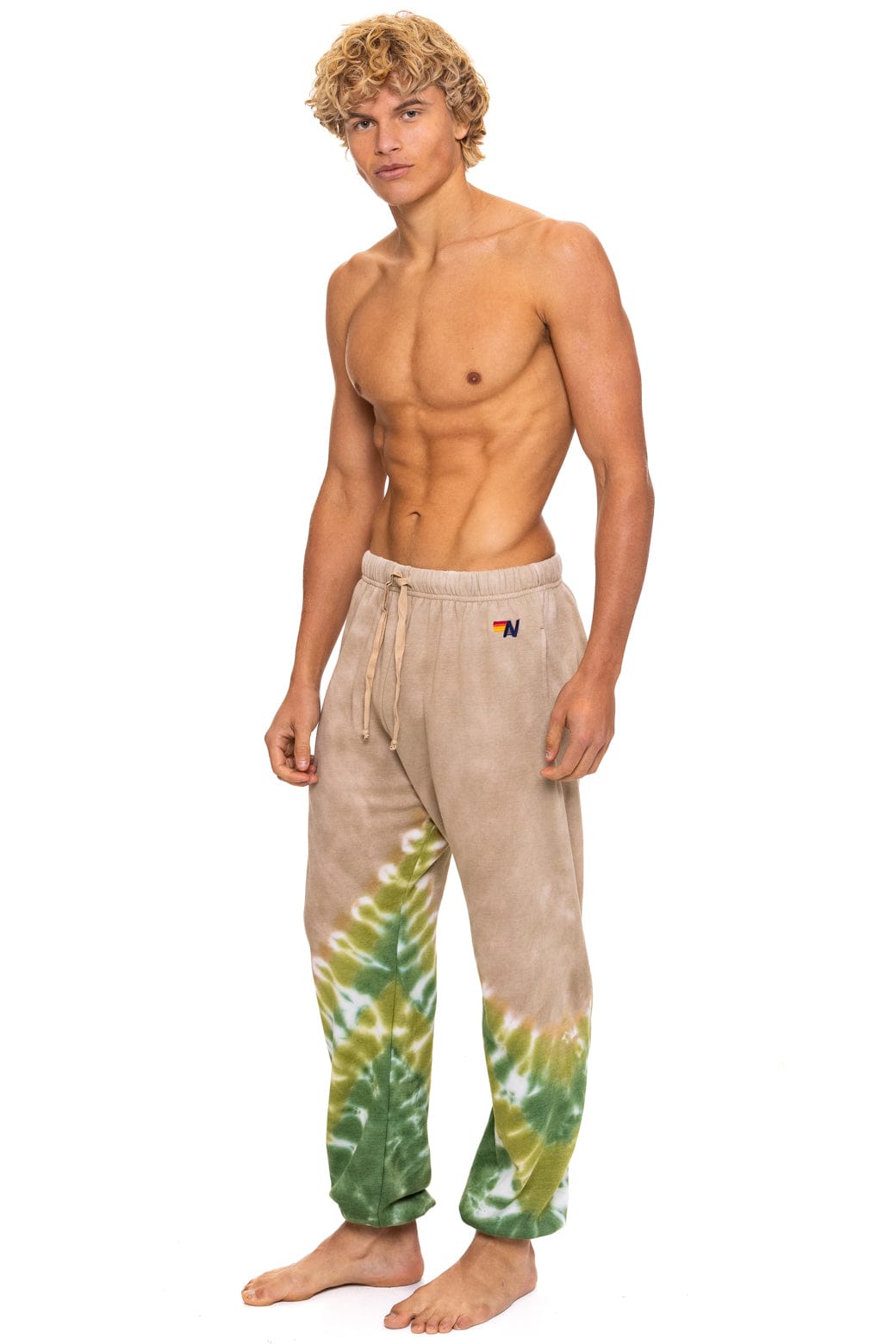 Retro HAND DYED V SWEATPANTS - TIE DYE SAND JUNGLE