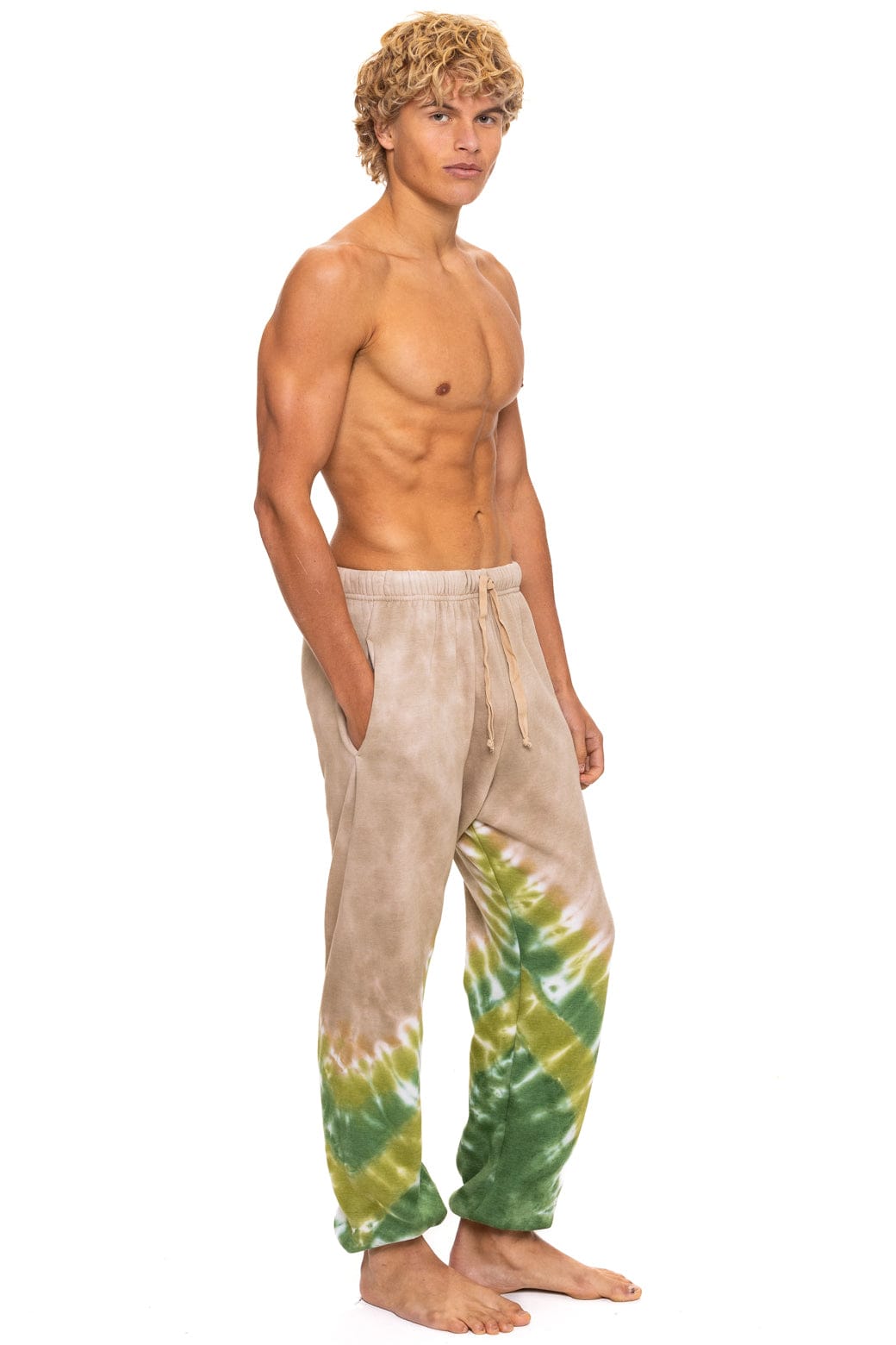 Retro HAND DYED V SWEATPANTS - TIE DYE SAND JUNGLE