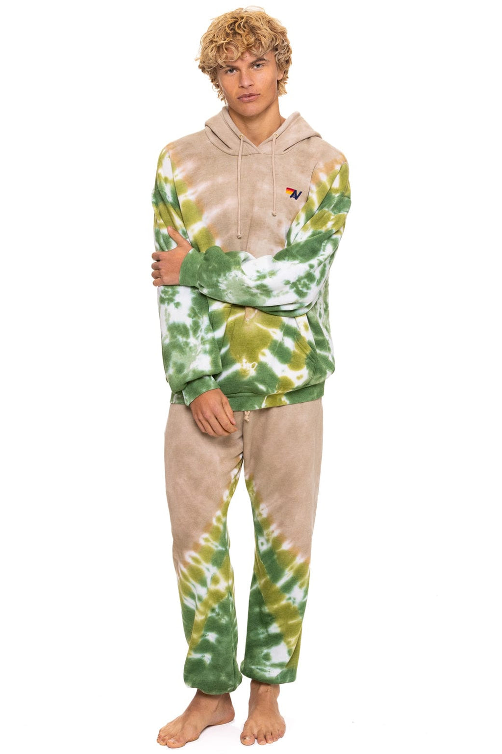 Retro HAND DYED V SWEATPANTS - TIE DYE SAND JUNGLE