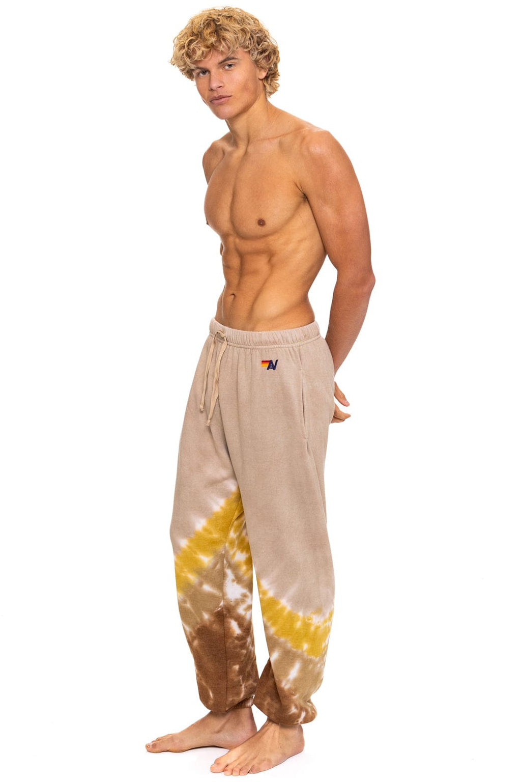 Retro HAND DYED V SWEATPANTS - TIE DYE SAND CINNAMON