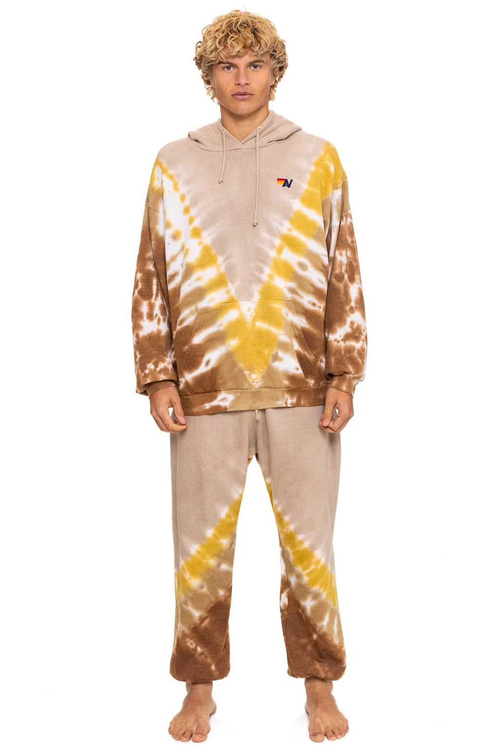 Retro HAND DYED V SWEATPANTS - TIE DYE SAND CINNAMON