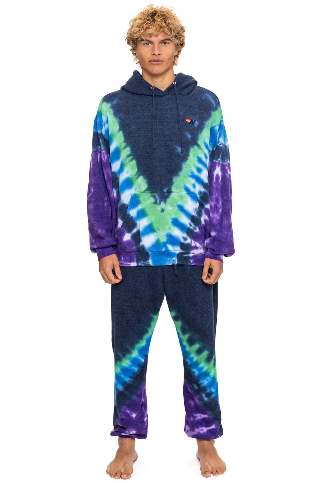Retro HAND DYED V SWEATPANTS - TIE DYE MIDNIGHT PURPLE