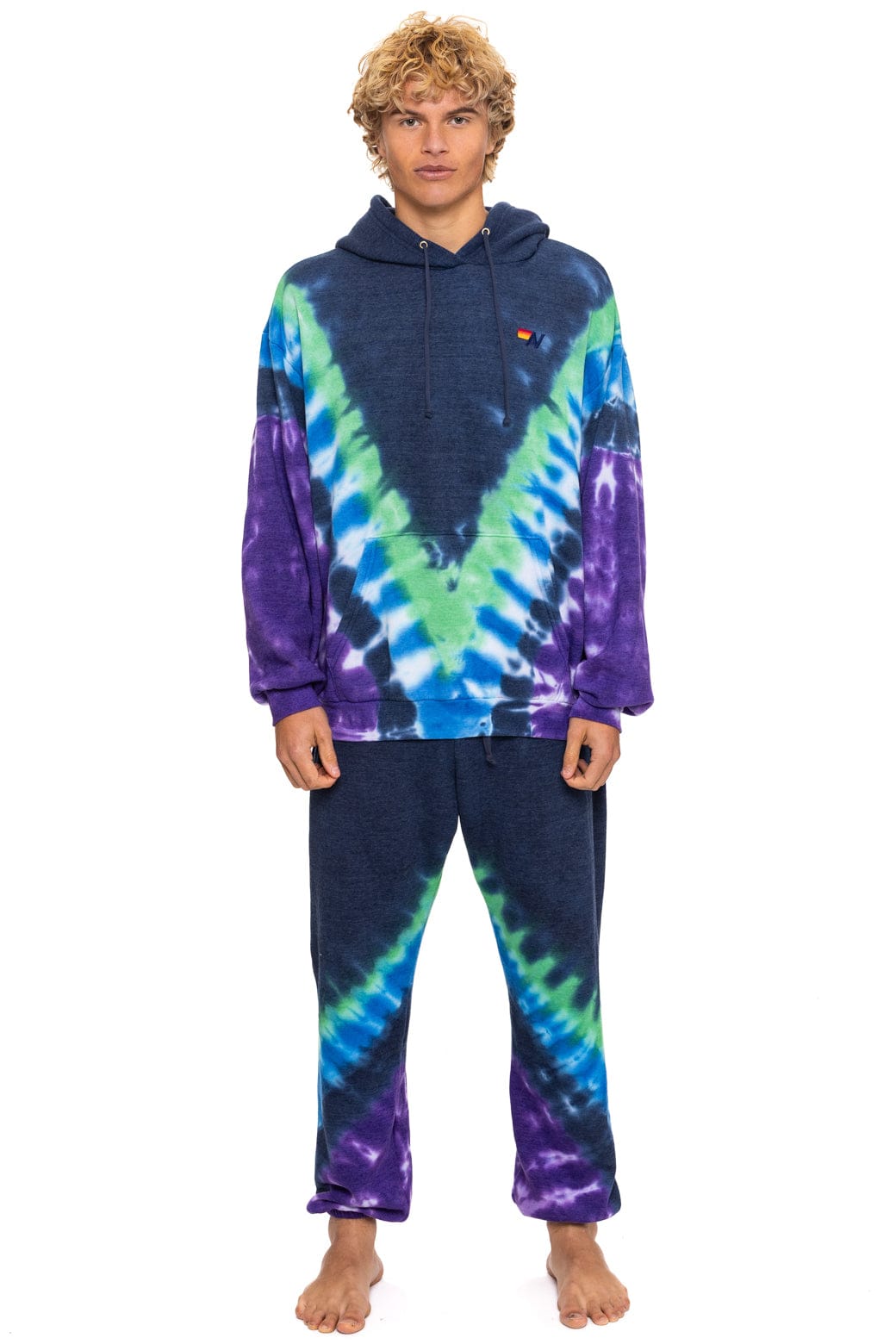 Retro HAND DYED V SWEATPANTS - TIE DYE MIDNIGHT PURPLE