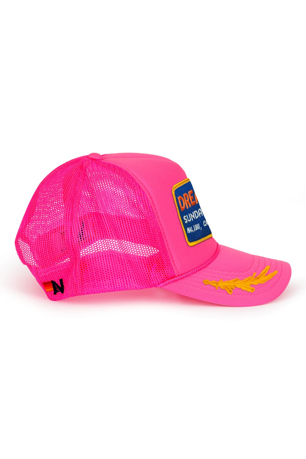 Retro DREAMLAND MALIBU SUNDAY SESSIONS VINTAGE LOW RISE TRUCKER - NEON PINK LEAF