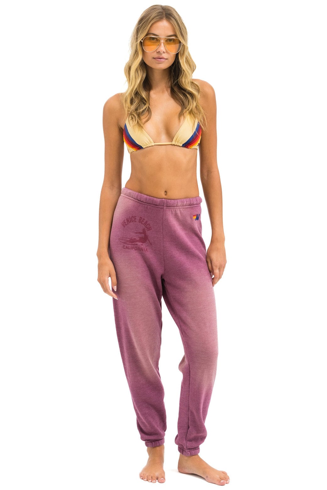 Retro VENICE SURFER SWEATPANTS - FADED BERRY
