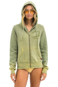 Retro VENICE SURFER ZIP HOODIE - FADED ARMY