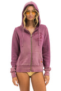 Retro VENICE SURFER ZIP HOODIE - FADED BERRY