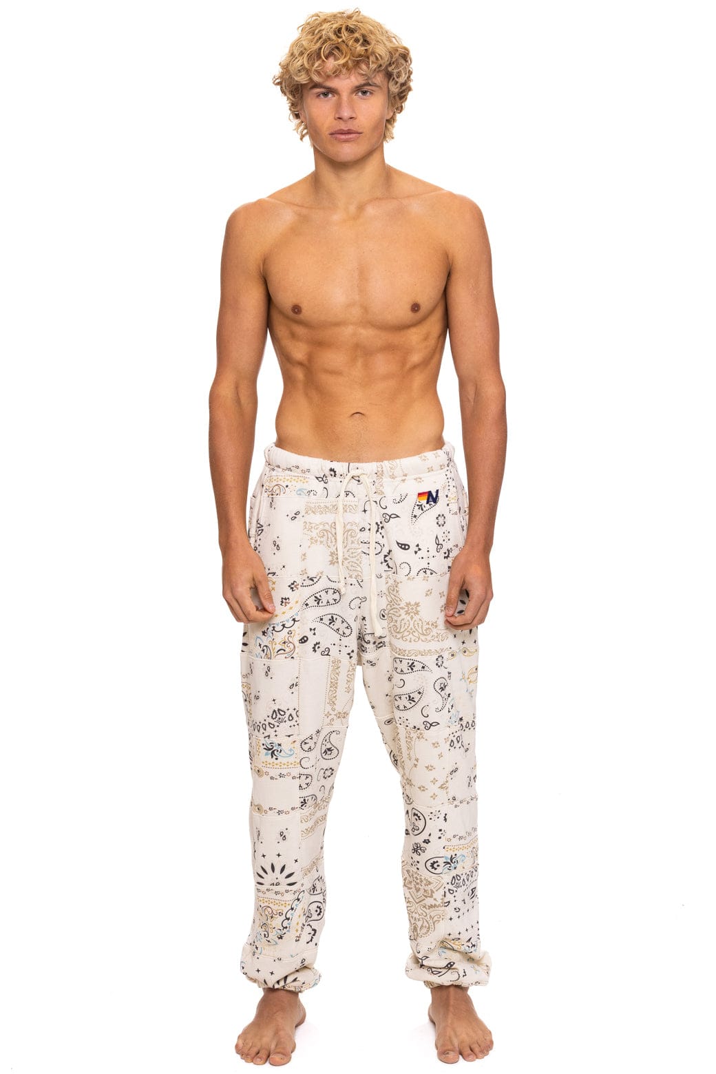 Retro BANDANA QUILTED SWEATPANTS - VINTAGE WHITE