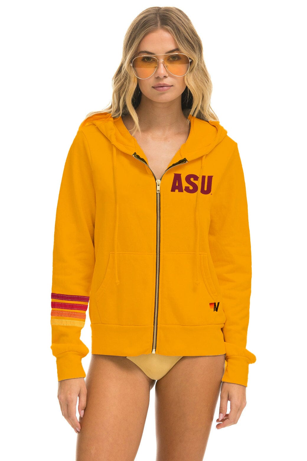 Retro ASU FORK EM DEVILS ZIP HOODIE - GOLD