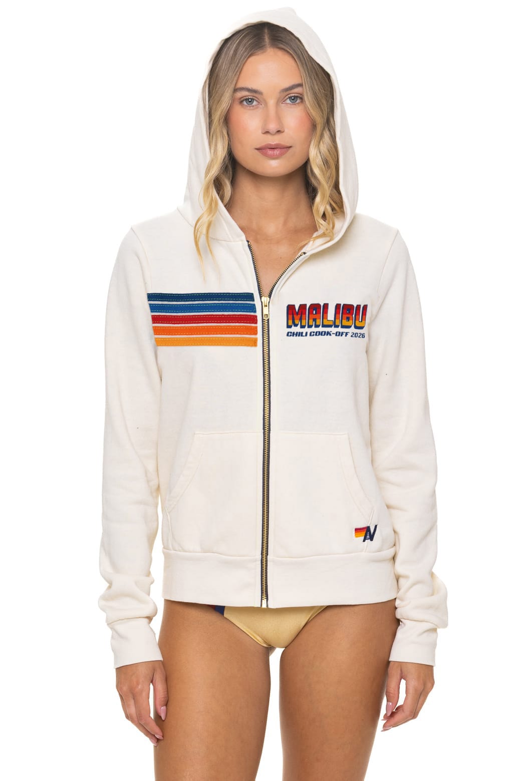 Retro MALIBU CHILI COOK-OFF 2026 ZIP HOODIE - VINTAGE WHITE