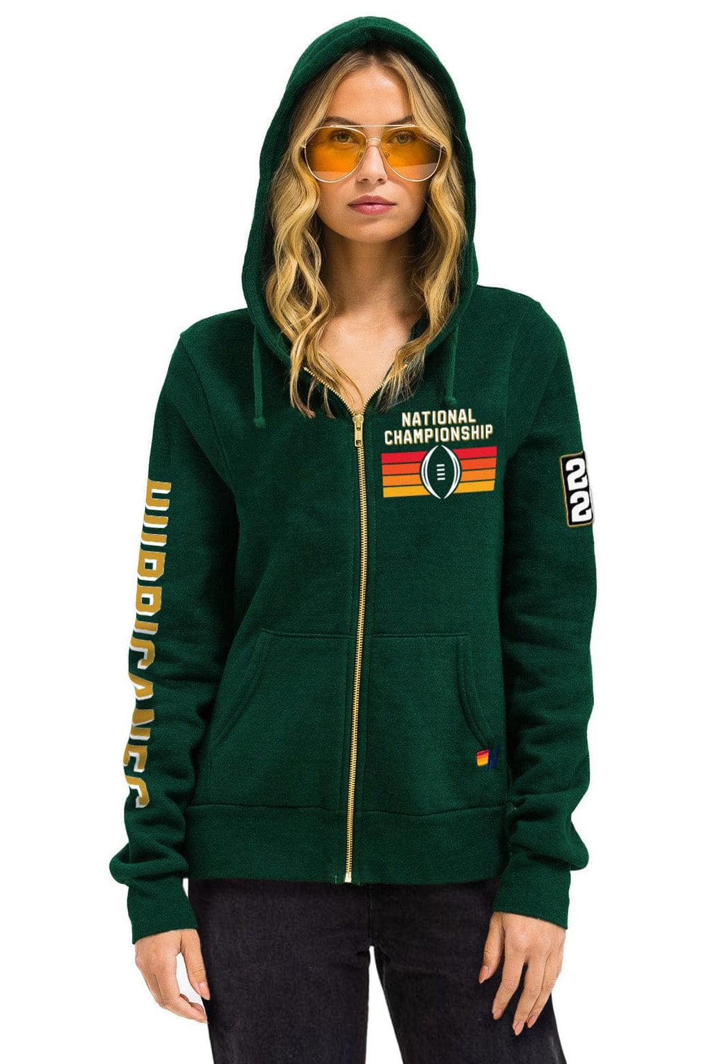 Retro UNIVERSITY OF MIAMI CFP 2026 UNISEX ZIP HOODIE - MIAMI GREEN