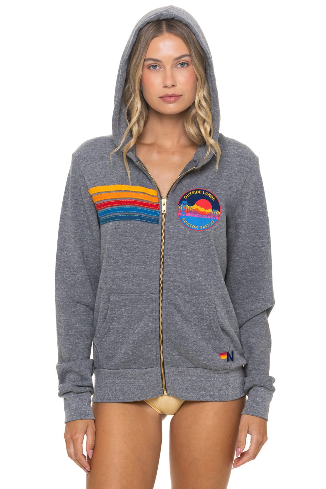 Retro OUTSIDE LANDS 2026 ZIP HOODIE - HEATHER GREY