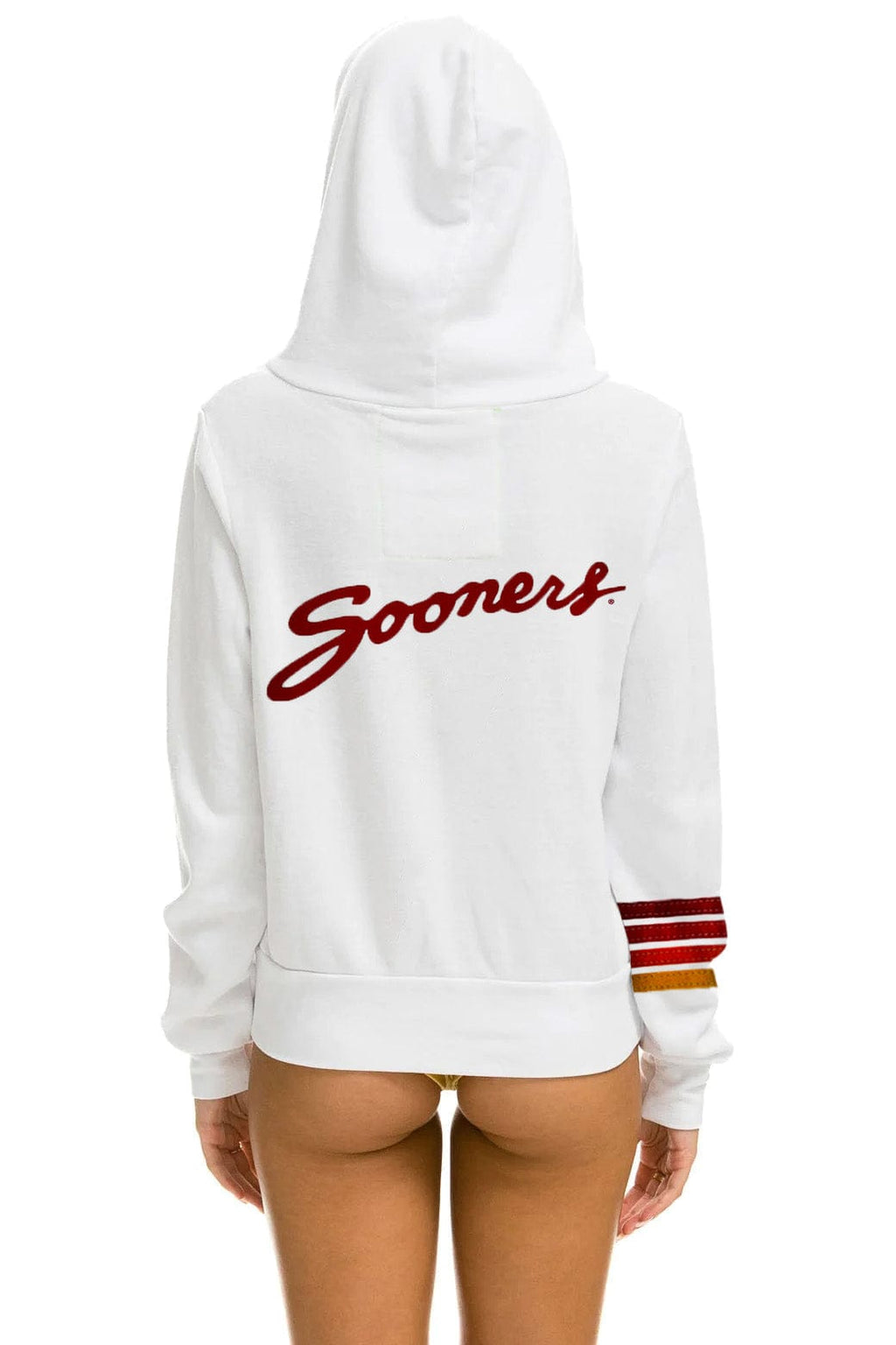 Retro UNIVERSITY OF OKLAHOMA SOONERS ZIP HOODIE - WHITE