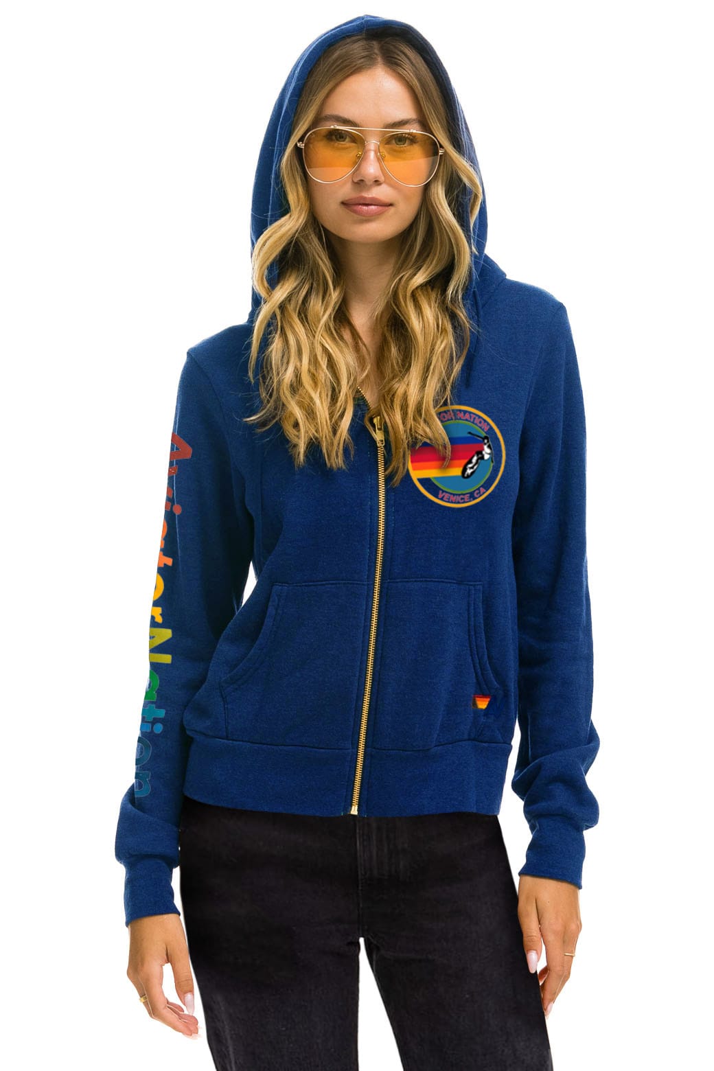 Retro AVIATOR NATION VENICE ZIP HOODIE - ROYAL