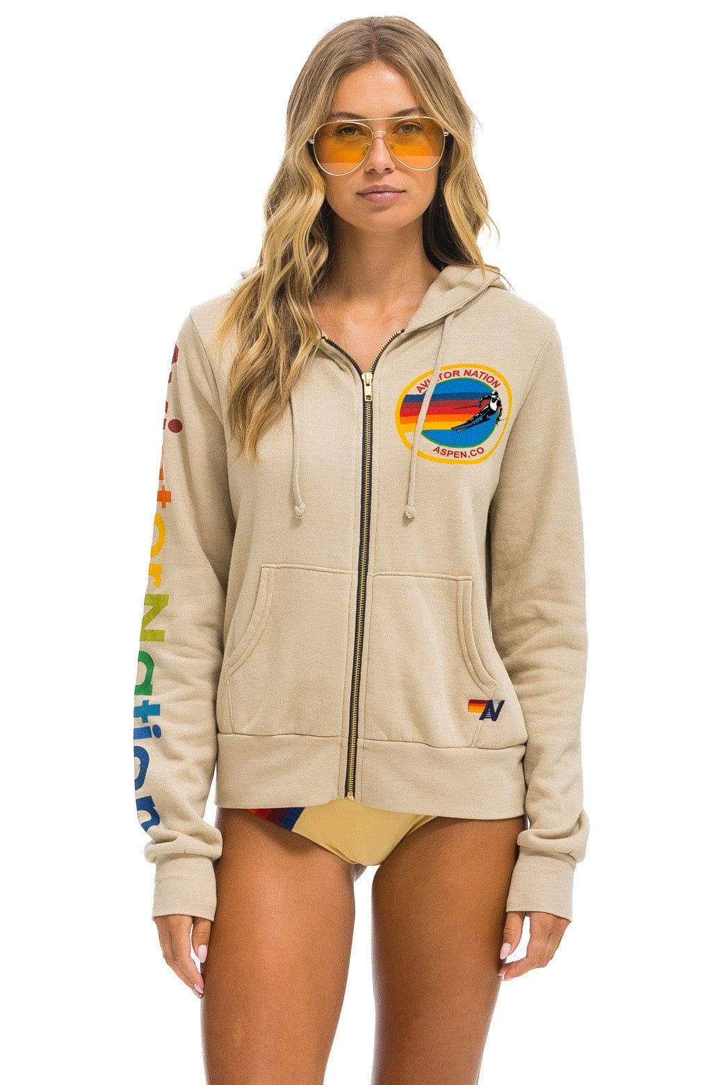 Retro AVIATOR NATION ASPEN HOODIE - SAND
