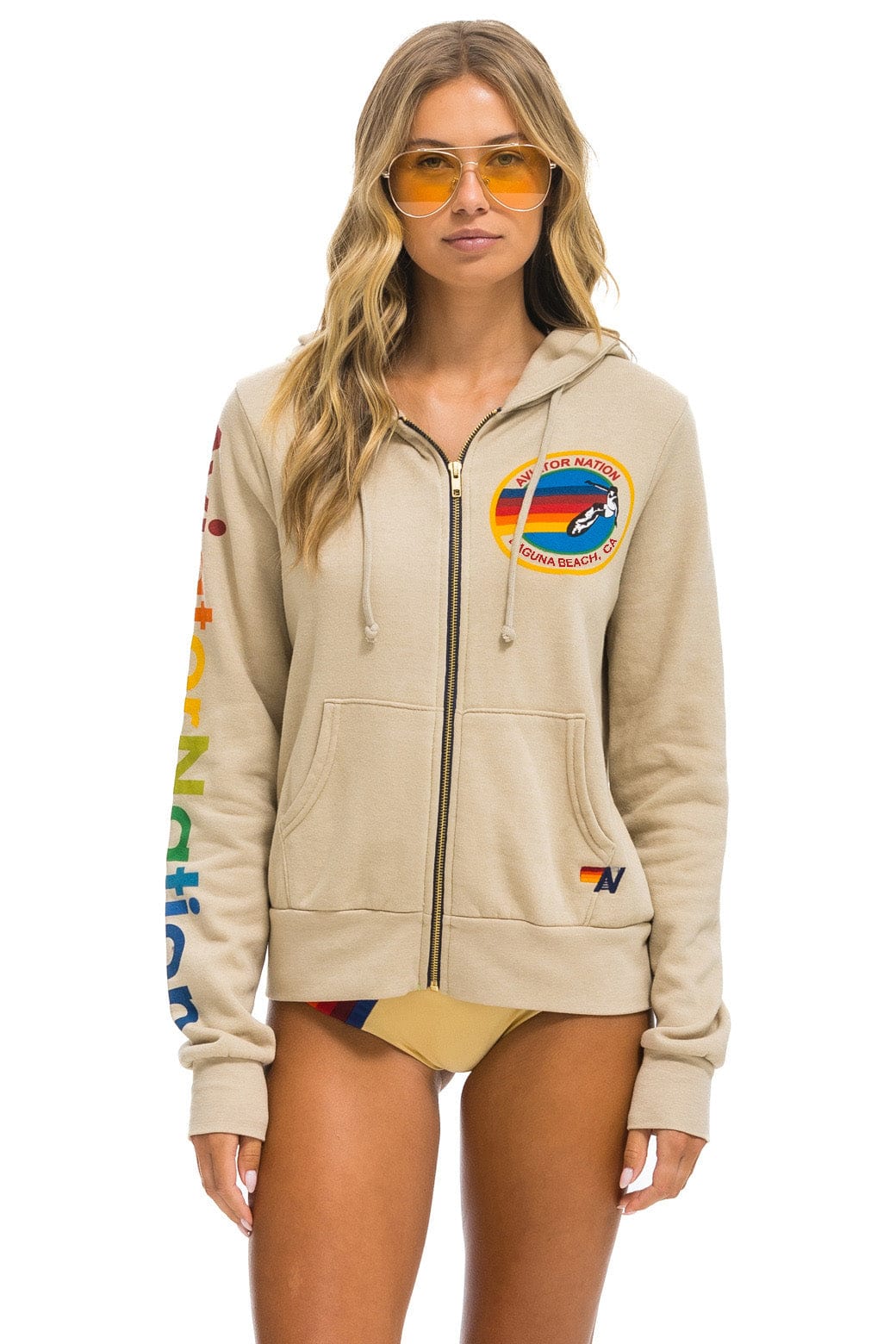 Retro AVIATOR NATION LAGUNA BEACH HOODIE - SAND