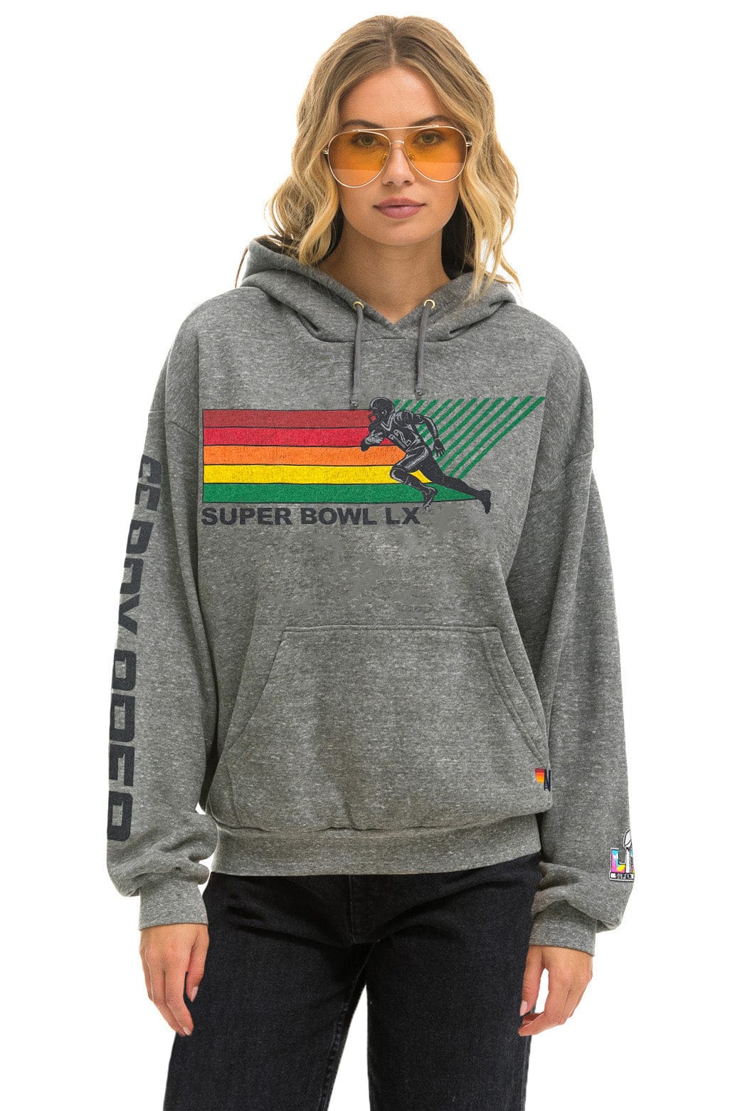 Retro SUPER BOWL 2026 RELAXED PULLOVER HOODIE - HEATHER GREY