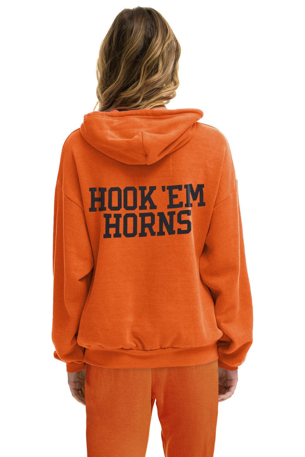 Retro UNIVERSITY OF TEXAS CIRCLE PRINT PULLOVER HOODIE RELAXED - BURNT ORANGE