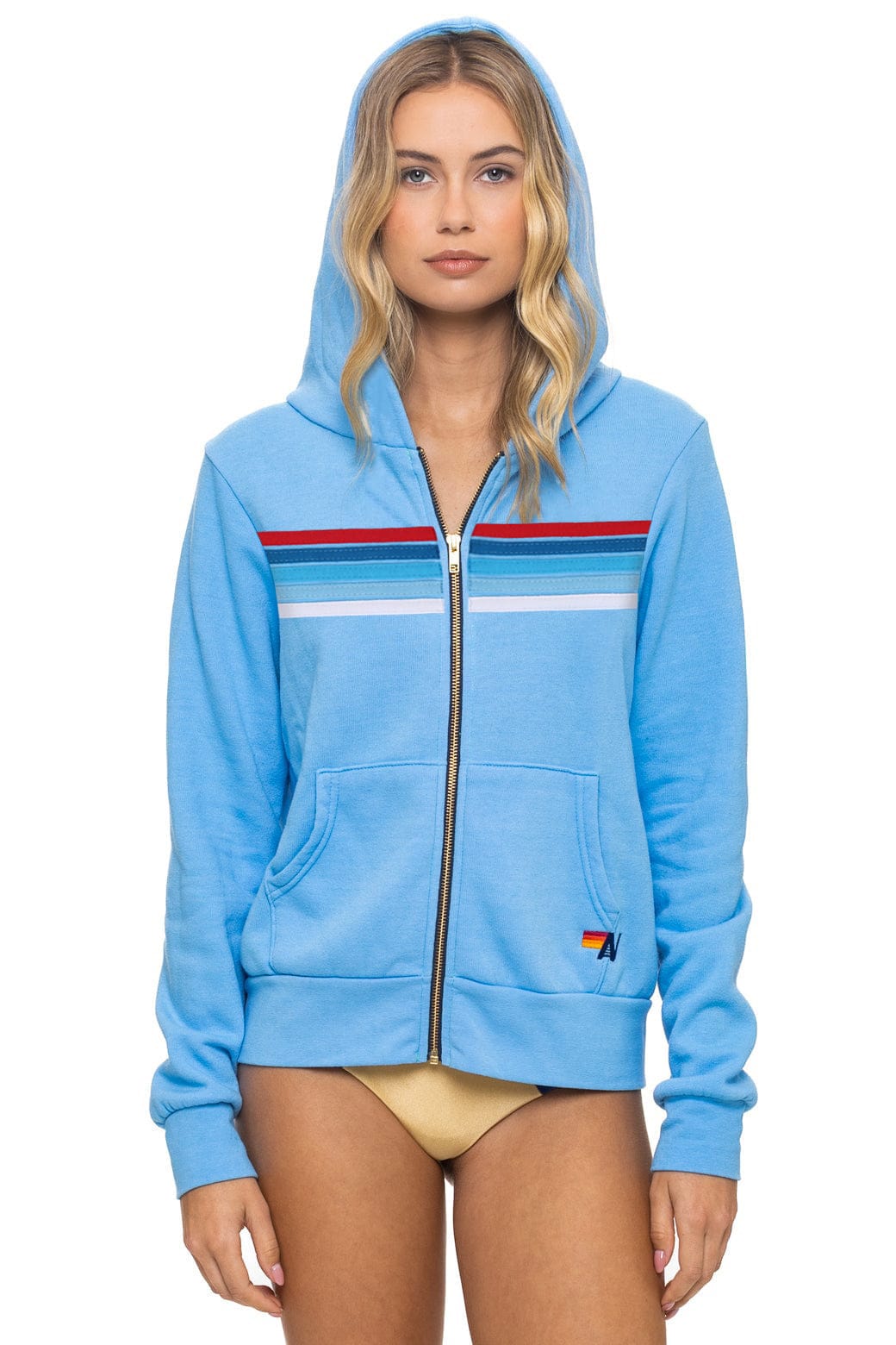 Retro 5 STRIPE AMERICA ZIP HOODIE - SKY USA