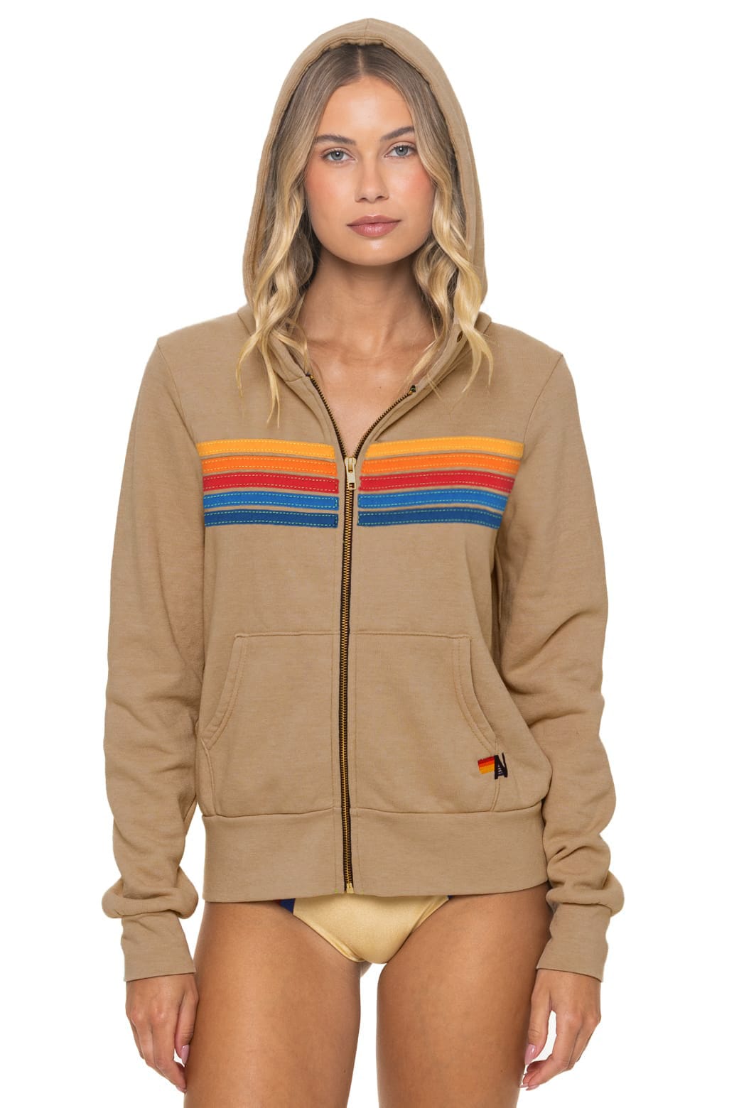 Retro 5 STRIPE HOODIE - TAN