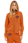Retro UNIVERSITY OF TEXAS CIRCLE PRINT ZIP HOODIE - BURNT ORANGE