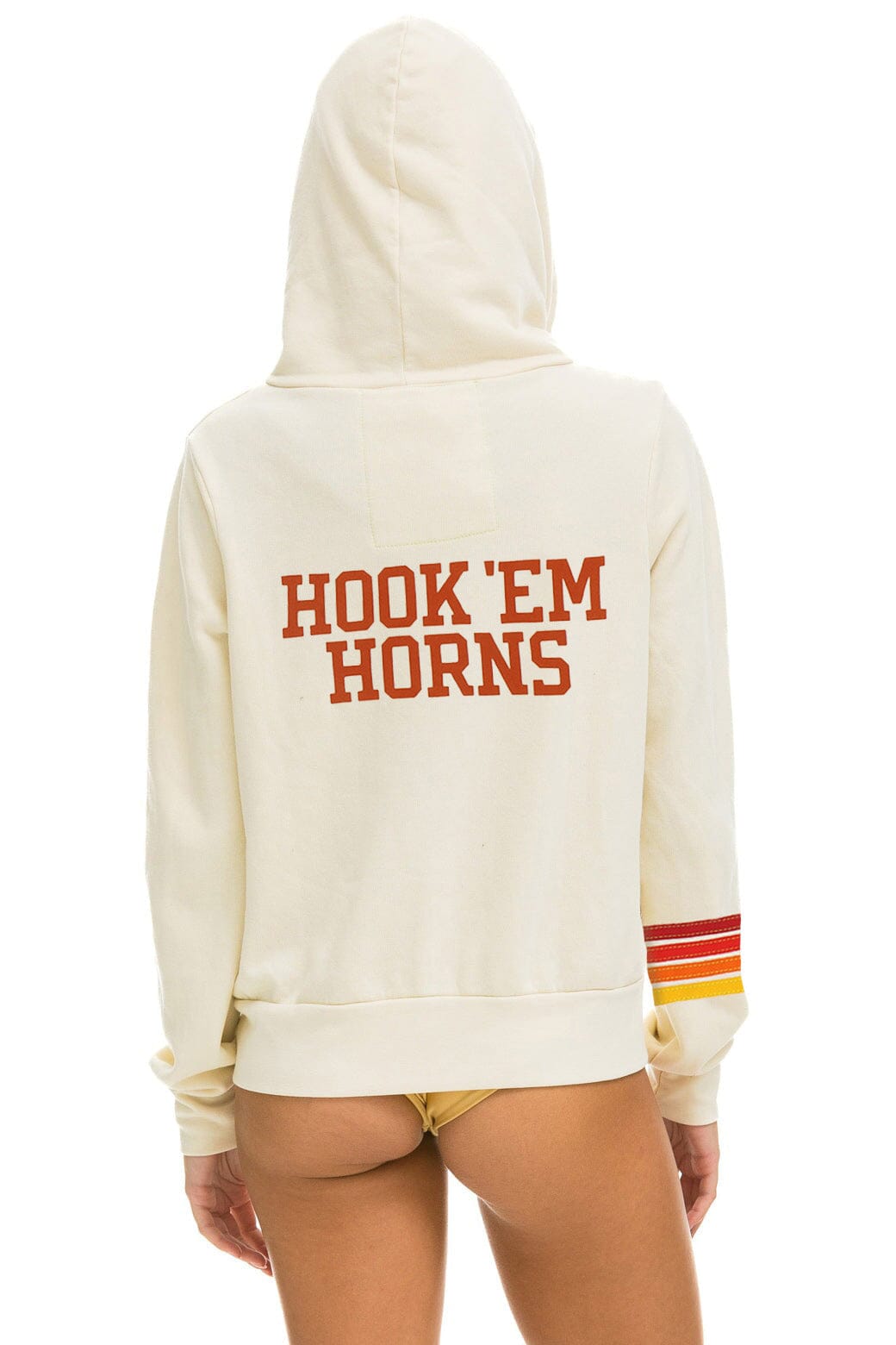 Retro UNIVERSITY OF TEXAS CIRCLE HOOK EM ZIP HOODIE - VINTAGE WHITE