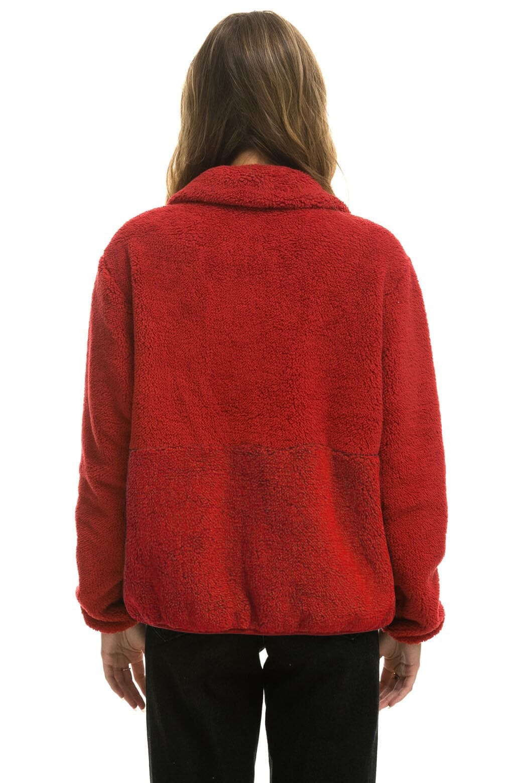 Retro TEDDY UNISEX HALF ZIP JACKET - CHERRY