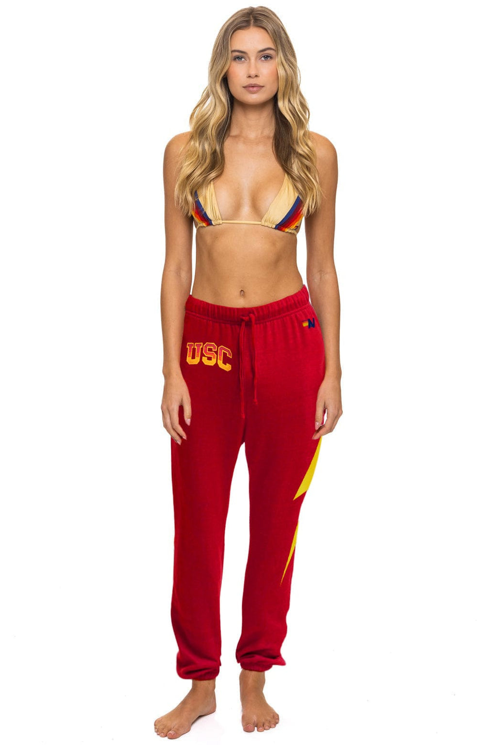 Retro UNIVERSITY OF SOUTHERN CALIFORNIA BOLT UNISEX POCKET SWEATPANTS - CARDINAL