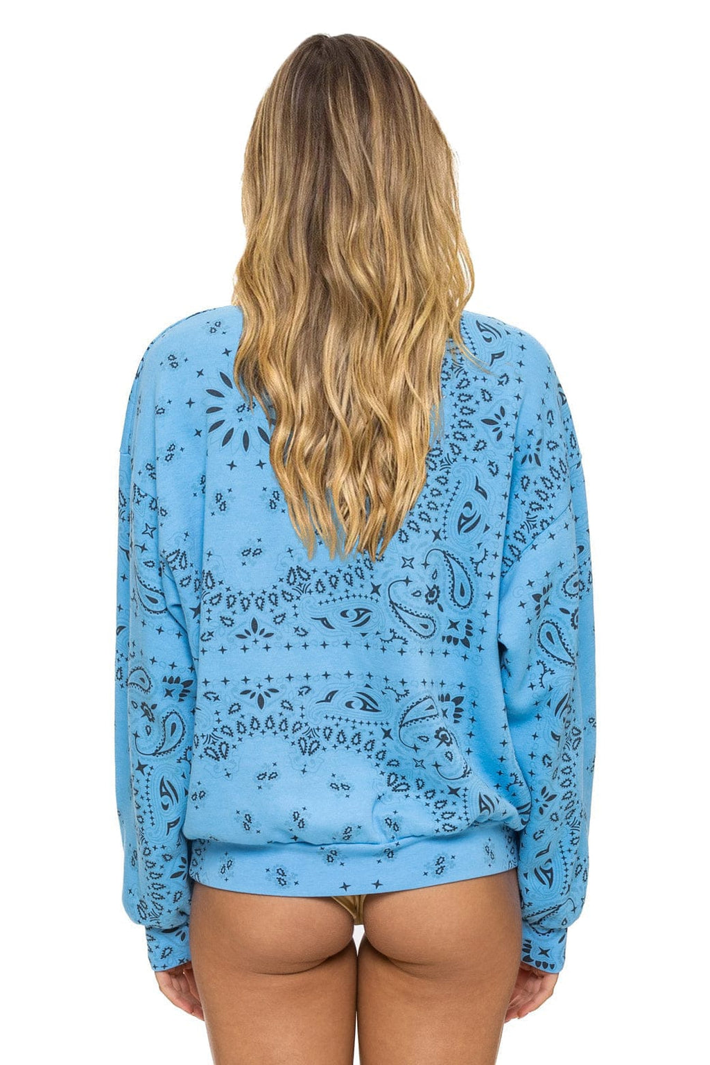 Retro BANDANA RELAXED CREW SWEATSHIRT - SKY
