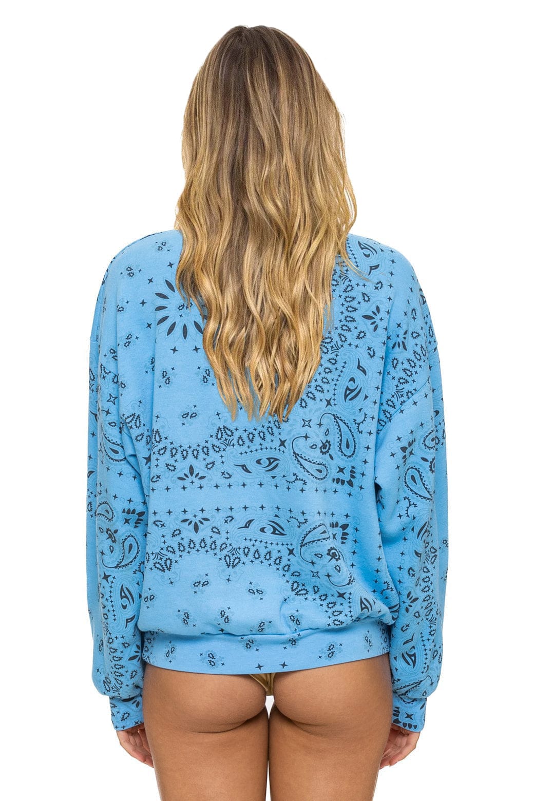 Retro BANDANA RELAXED CREW SWEATSHIRT - SKY