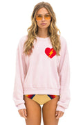 Retro BOLT HEART RELAXED CREW SWEATSHIRT - LIGHT PINK