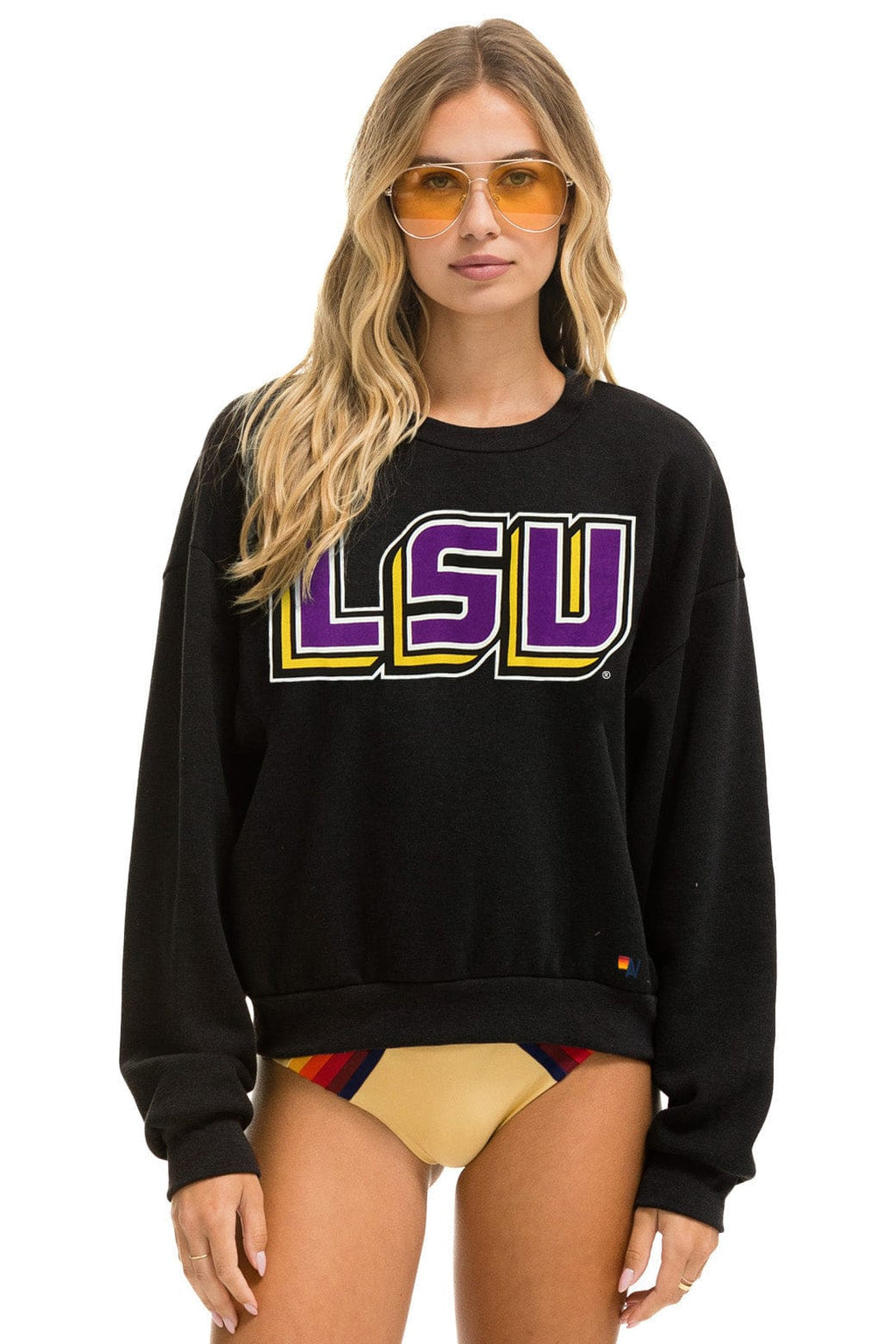 Retro LSU RELAXED CREW SWEATSHIRT - BLACK