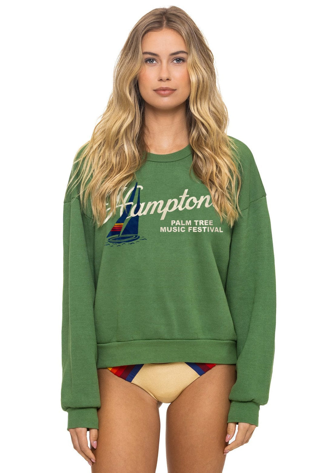 Retro PALM TREE FEST HAMPTONS 2026 CREW SWEATSHIRT RELAXED - PALM