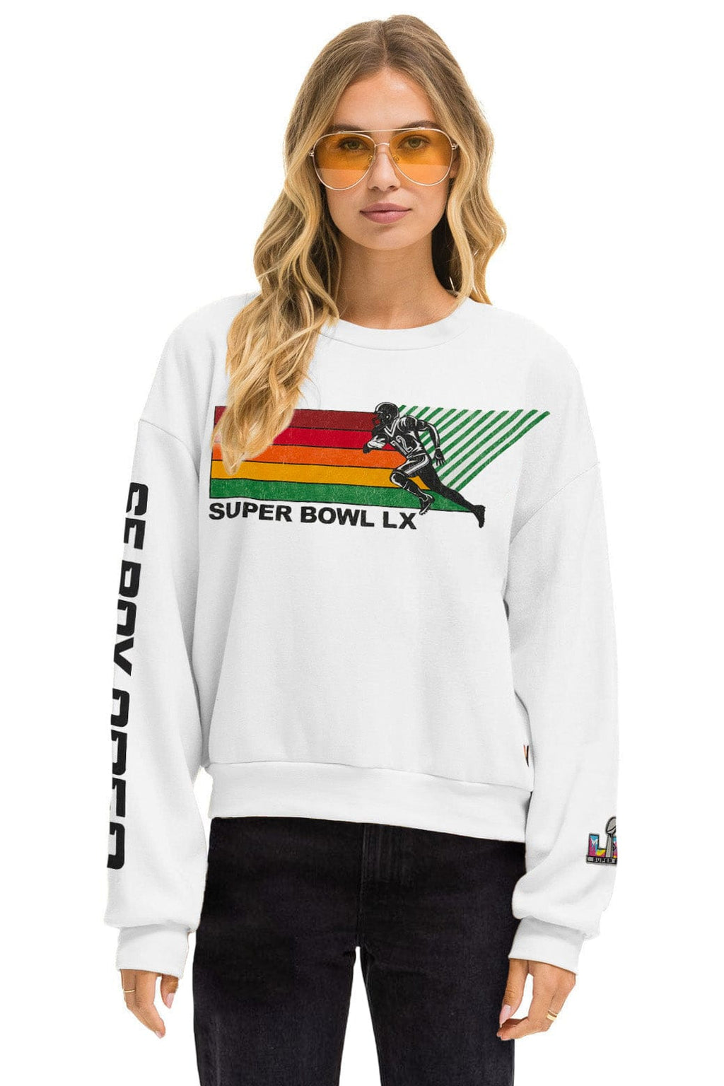 Retro SUPER BOWL 2026 RELAXED CREW SWEATSHIRT - WHITE