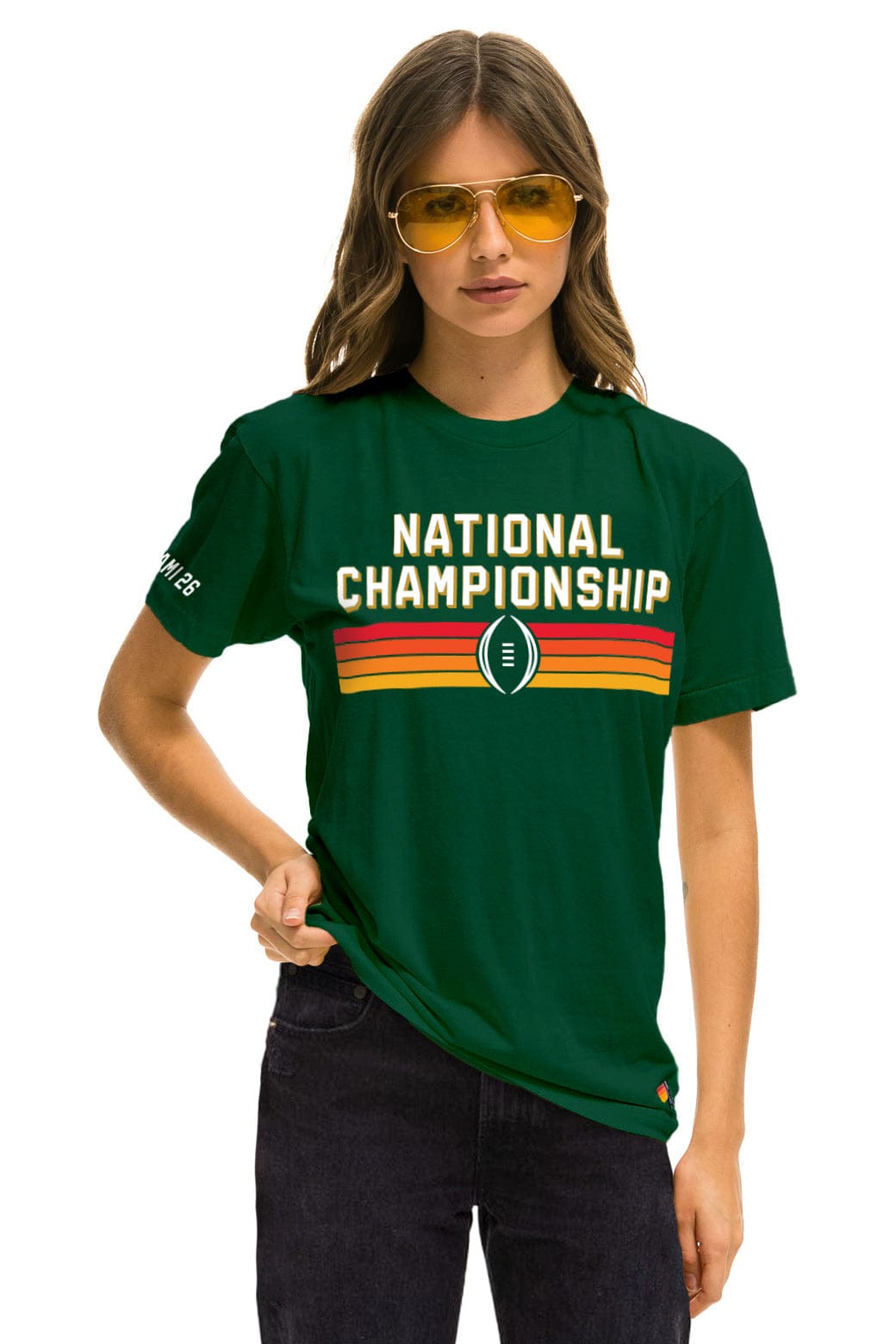 Retro UNIVERSITY OF MIAMI CFP 2026 CREW TEE SHIRT - MIAMI GREEN