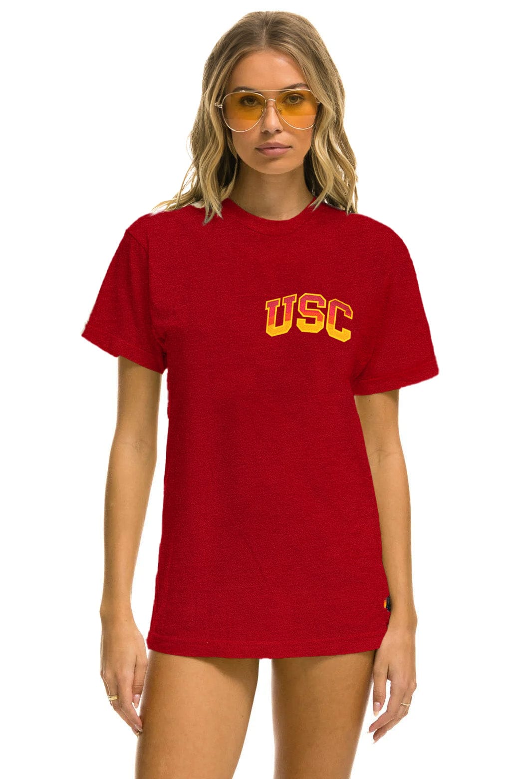 Retro UNIVERSITY OF SOUTHERN CALIFORNIA BOLT CREW TEE SHIRT - CARDINAL
