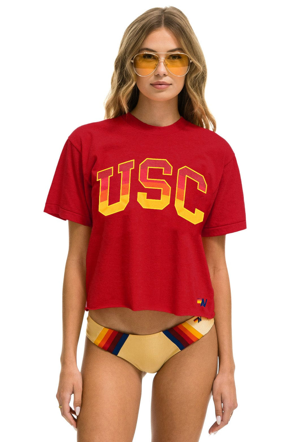 Retro UNIVERSITY OF SOUTHERN CALIFORNIA BOYFRIEND TEE - CARDINAL