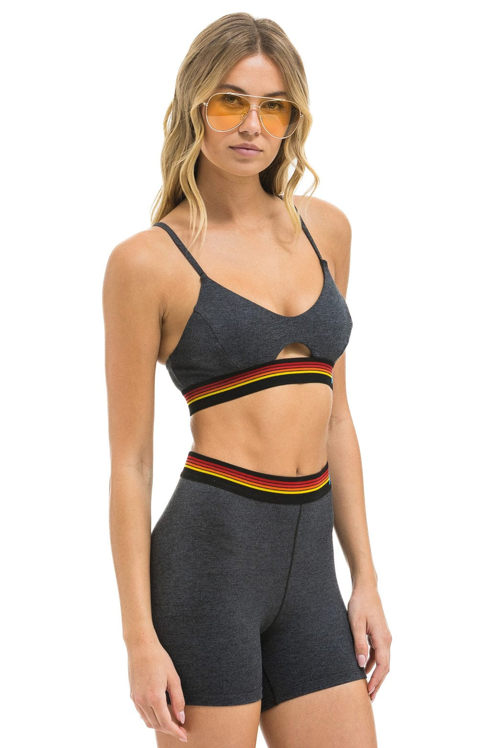 Retro LOGO ELASTIC KEYHOLE BRA - CHARCOAL