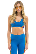 Retro WOMENS 5 STRIPE V-CUT SPORTS BRA - CARRIBEAN