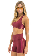 Retro WOMENS 5 STRIPE SPORTS BRA - BERRY