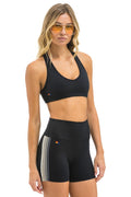 Retro 5 STRIPE 5 INCH HI-RISE BIKER SHORT - BLACK SMOKE