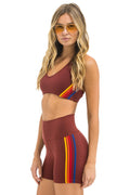Retro 5 STRIPE RAINBOW 4 INCH HI-RISE BIKER SHORT - BRICK