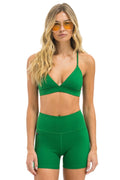 Retro WIDE RIB TRIANGLE ADJUSTABLE SPORTS BRA - KELLY GREEN