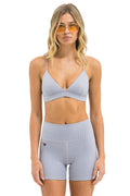 Retro WIDE RIB 4IN HI-RISE BIKER SHORT - LIGHT GREY